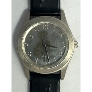 Harry Potter Watch New Battery 2001 Silver Tone Round Black Band 34MM 8.25" Z